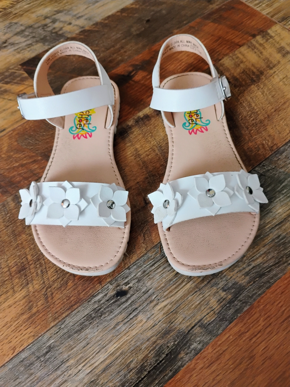 Rachel Shoes Girls' White Elora Sandals Size 13